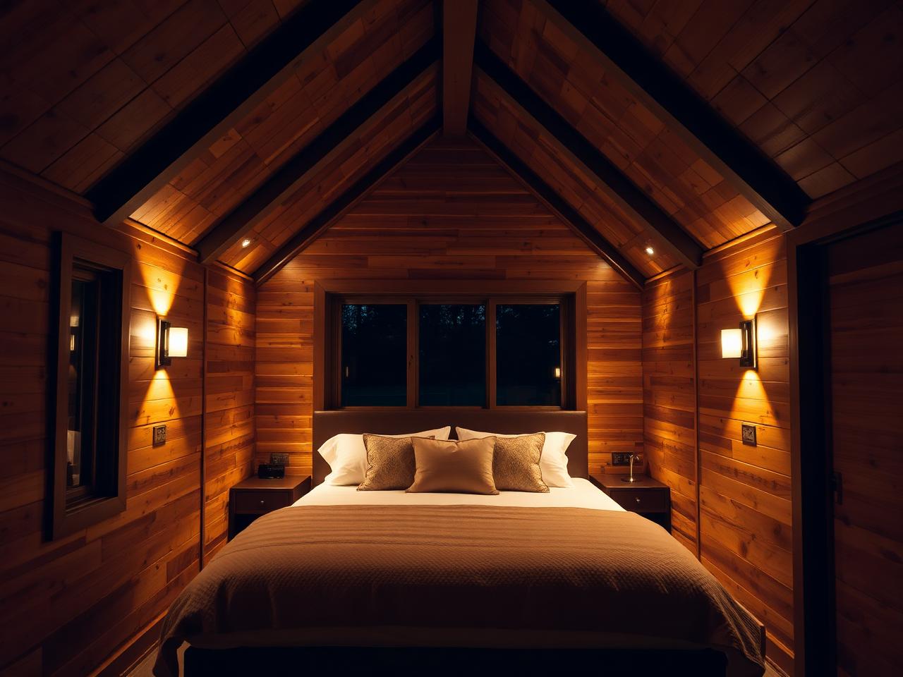 Luksuzni enterijer kućice sa A-frame plafonom